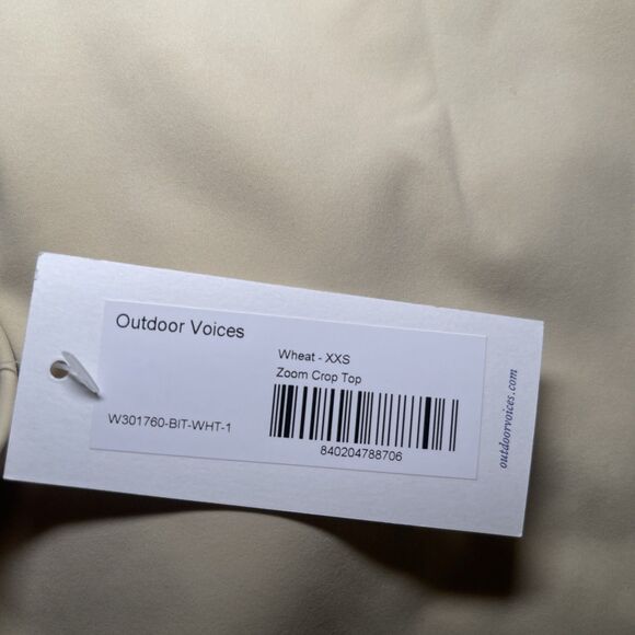 Outdoor‎ Voices Crop Tank Top XXS Beige Racerback 26.5” Bust 15” Length NWT - Picture 4 of 6